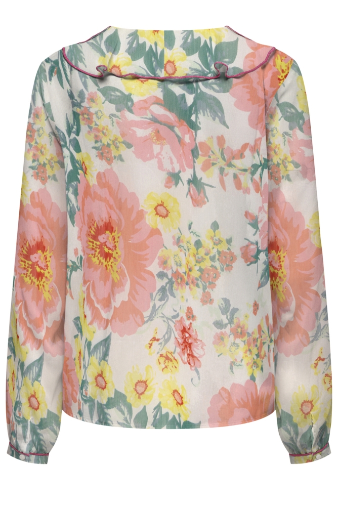 ONLMILLA LS FRILL TOP WVN 15370536 CLOUD DANCER/BIG FLOWER